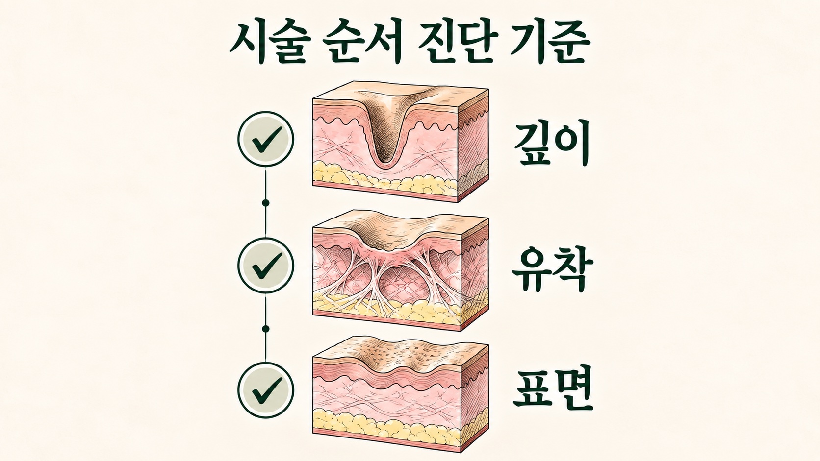 상담에서 확인하는 시술 순서 진단 기준인 깊이·유착·표면 체크리스트