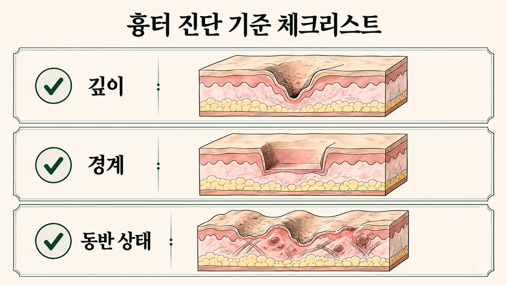 상담에서 확인하는 흉터 진단 기준(깊이·경계·함께 있는 상태) 체크리스트